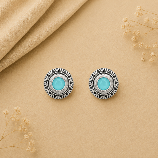 Round Oxidized Pearl Drop Earrings