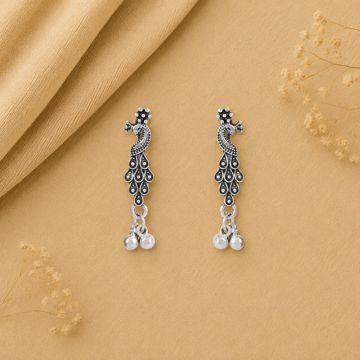 Antique Peacock Ghungroo Earrings