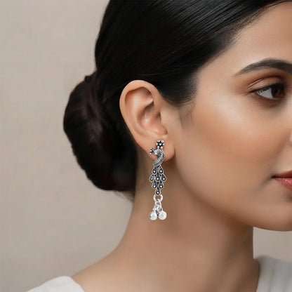Antique Peacock Ghungroo Earrings