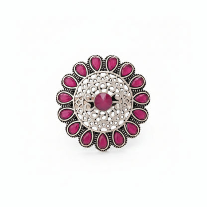 Bloomlet stone studded rings (Red)