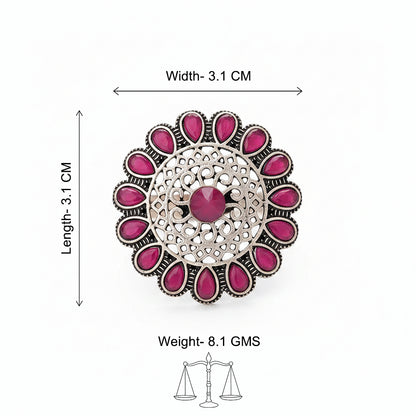 Bloomlet stone studded rings (Red)