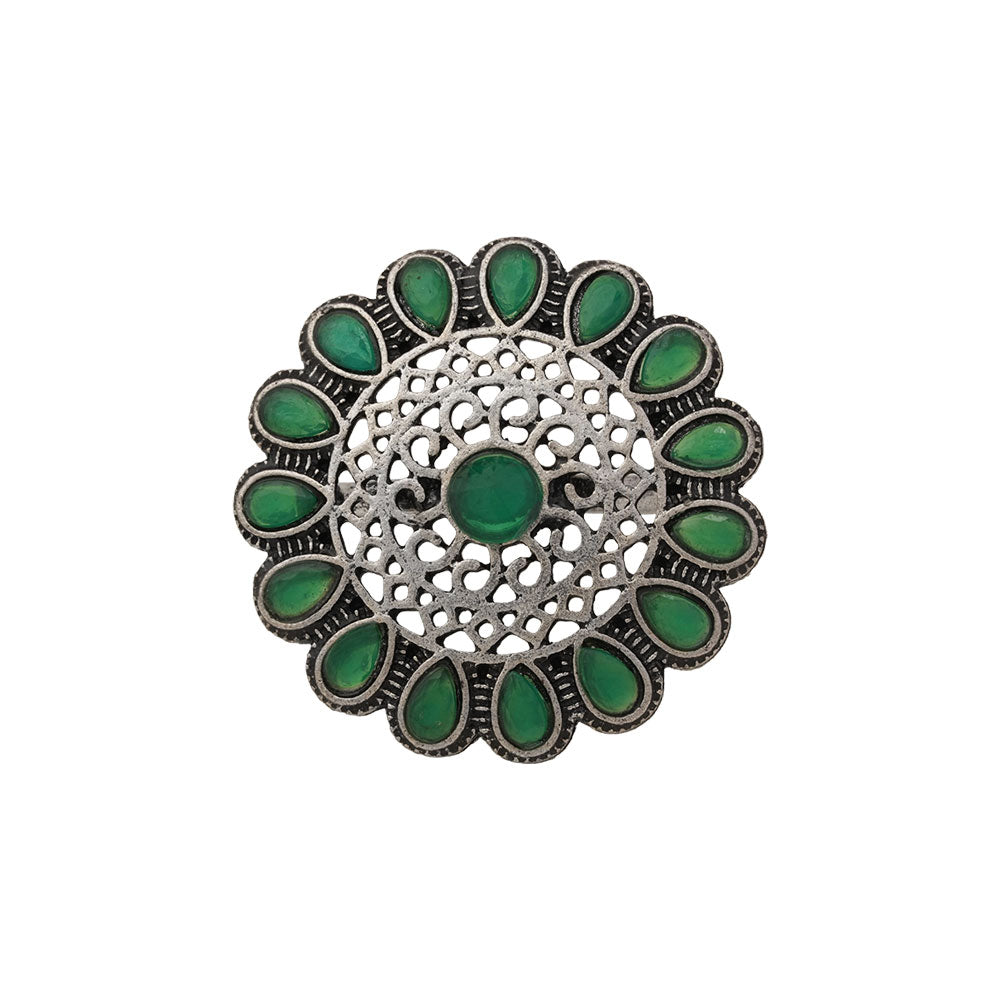 Bloomlet stone studded rings (Green)