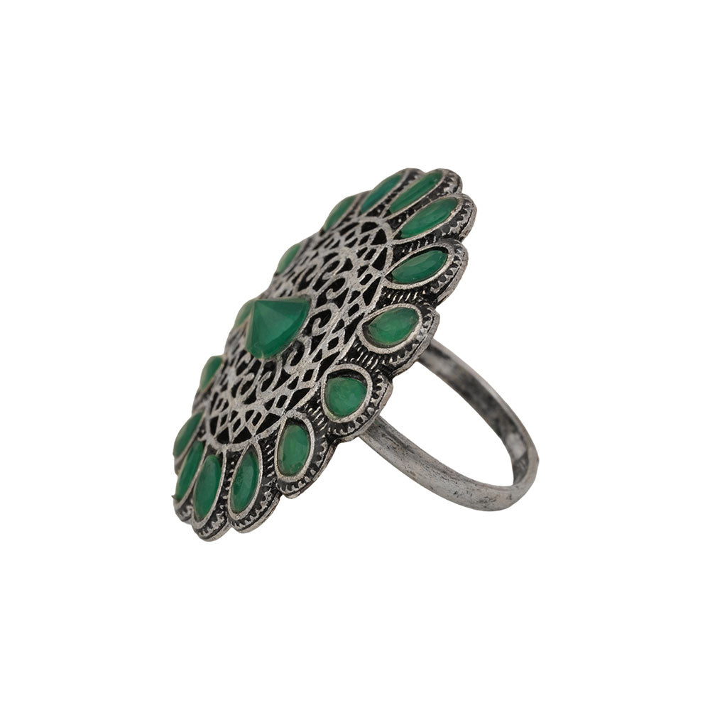 Bloomlet stone studded rings (Green)