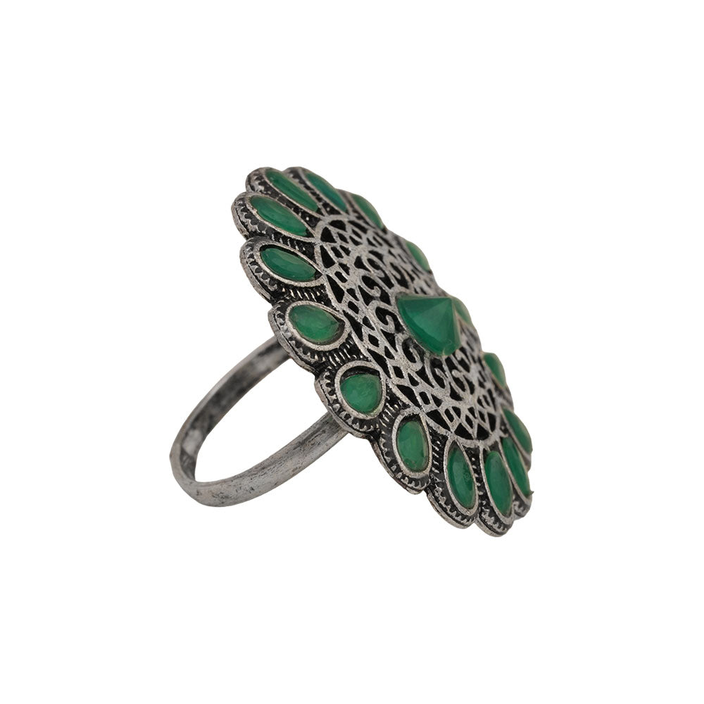Bloomlet stone studded rings (Green)