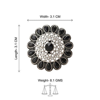 Bloomlet stone studded rings (Black)