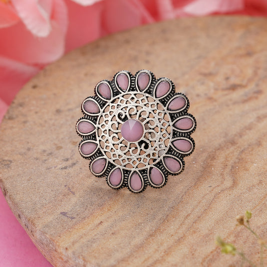 Bloomlet stone studded rings (Baby Pink)
