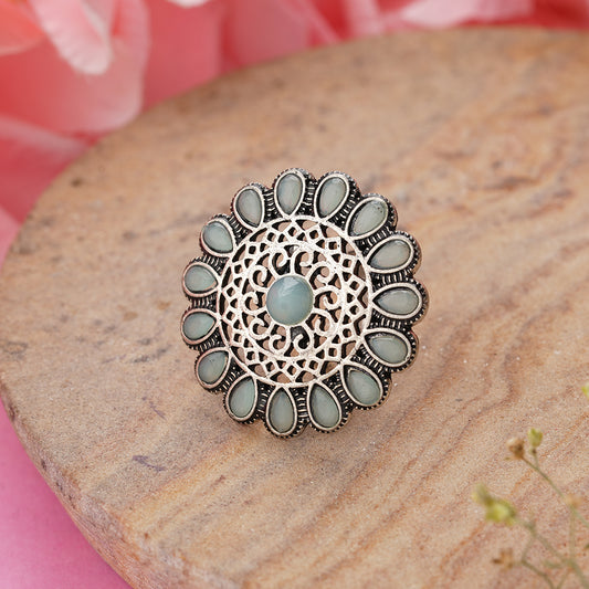 Bloomlet stone studded rings (Mint)