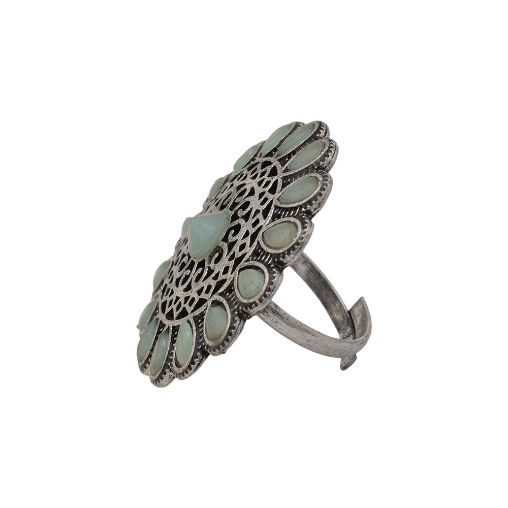 Bloomlet stone studded rings (Mint)