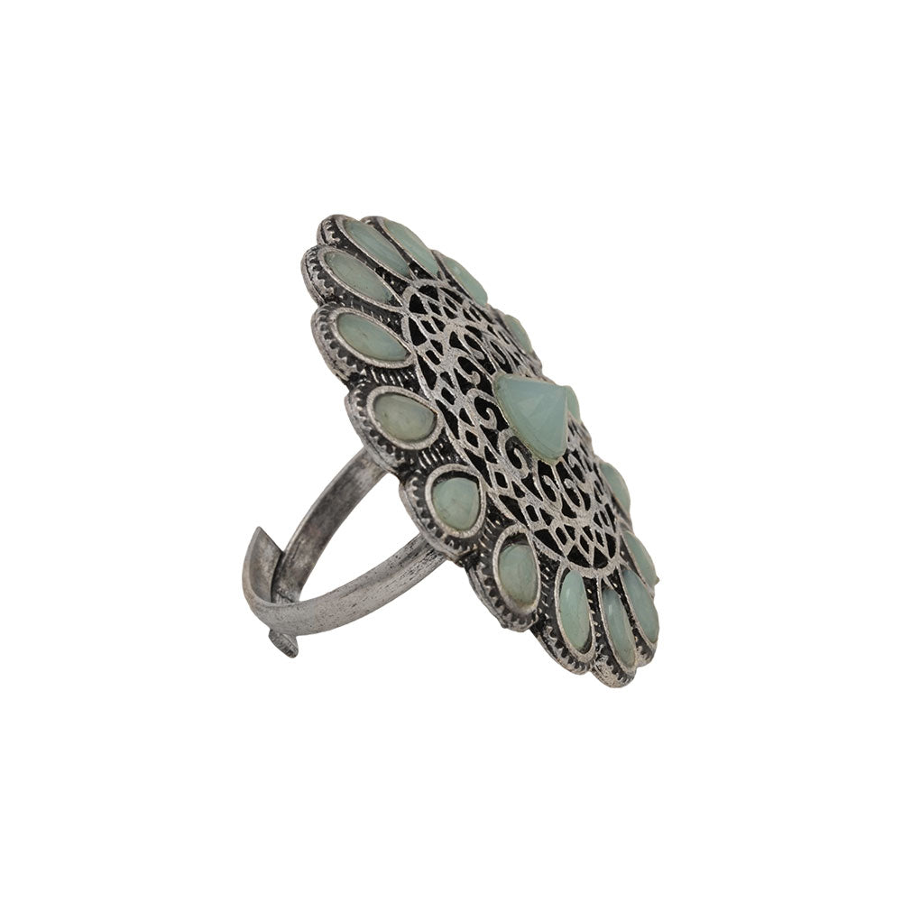 Bloomlet stone studded rings (Mint)