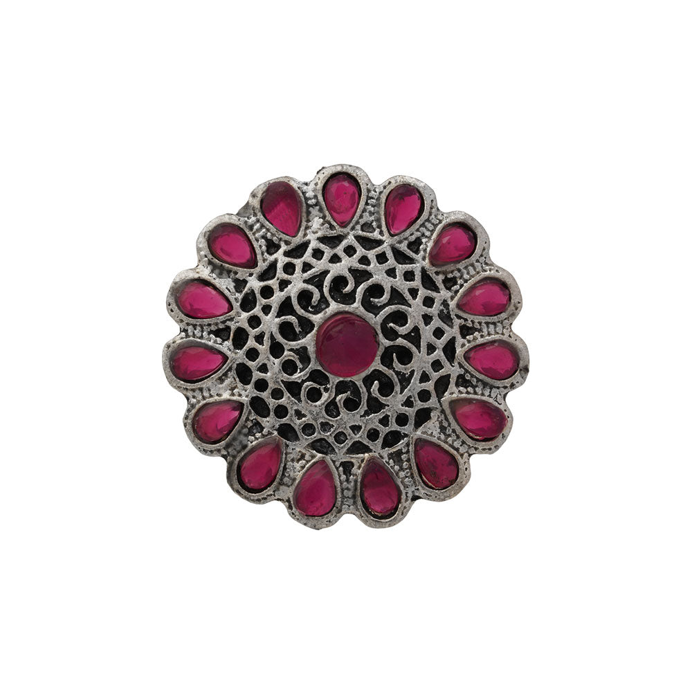 CrystaBud stone studded ring (Red)