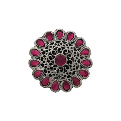 CrystaBud stone studded ring (Red)