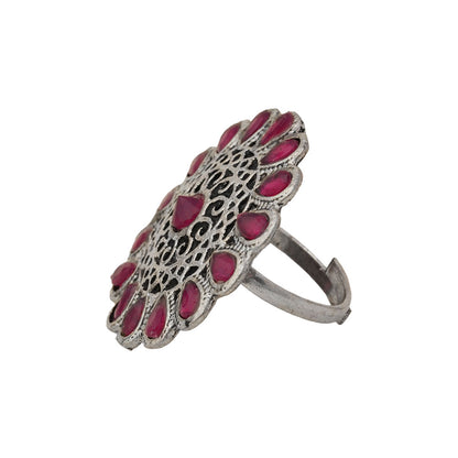 CrystaBud stone studded ring (Red)