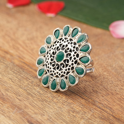 CrystaBud stone studded ring (Green)