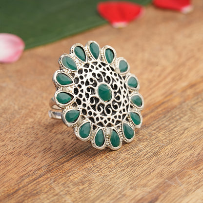 CrystaBud stone studded ring (Green)