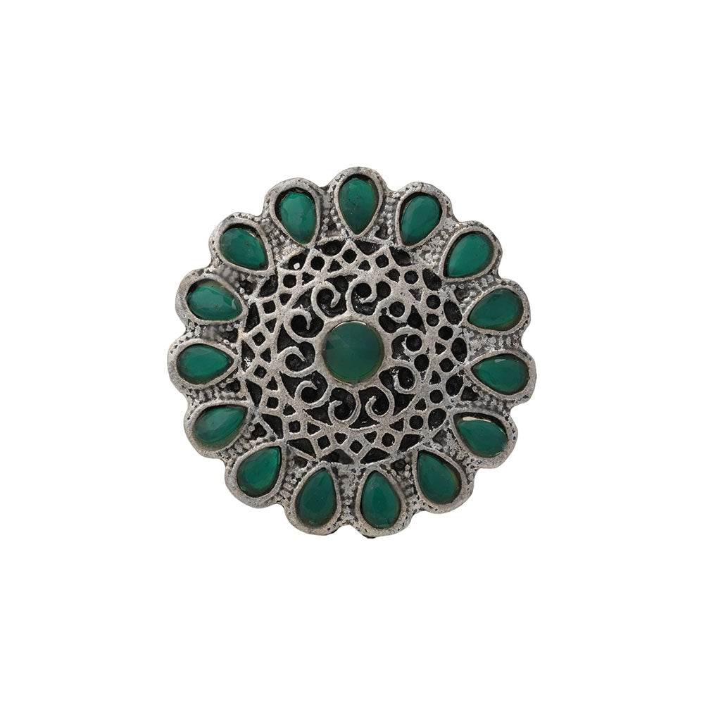 CrystaBud stone studded ring (Green)