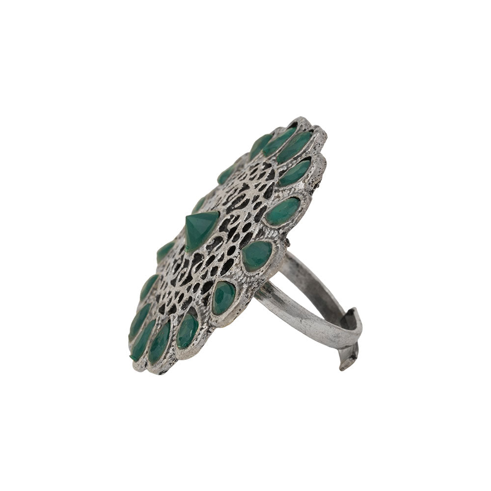 CrystaBud stone studded ring (Green)