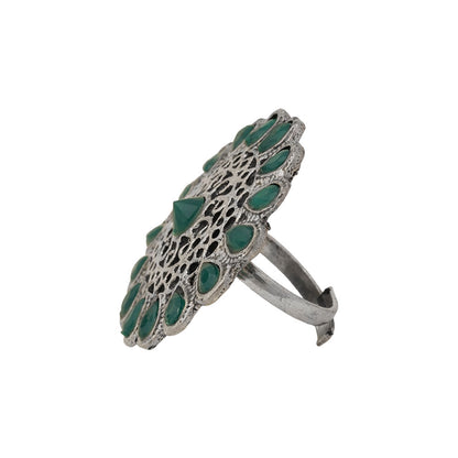 CrystaBud stone studded ring (Green)