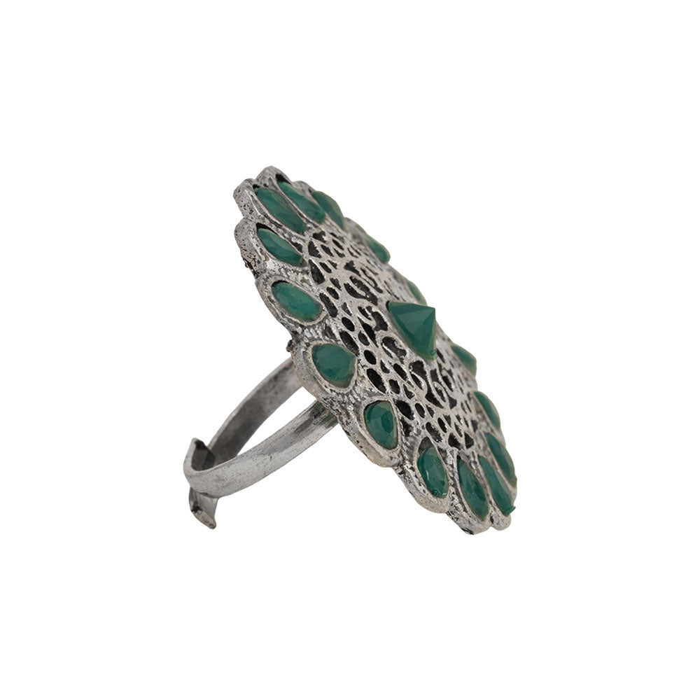 CrystaBud stone studded ring (Green)