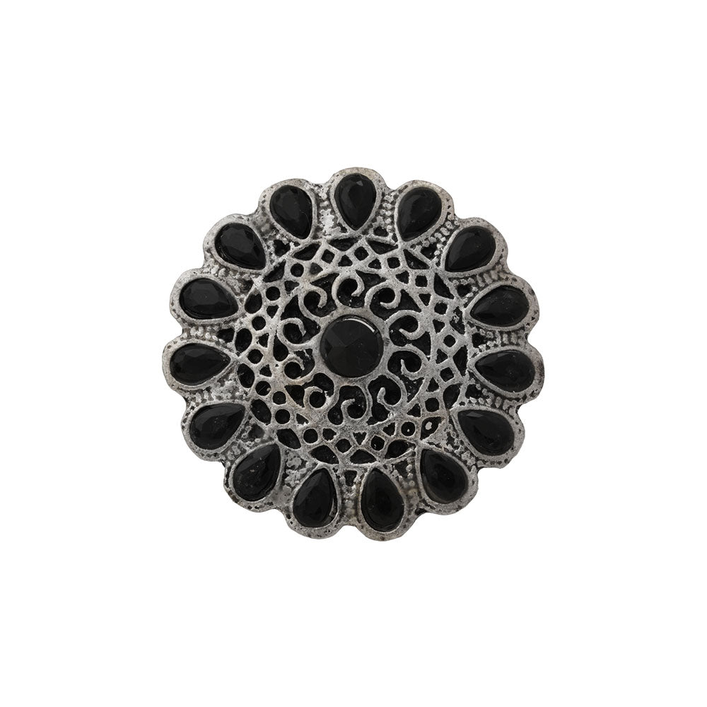 CrystaBud stone studded ring (Black)