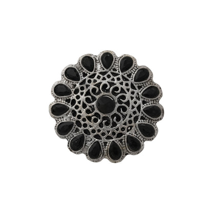 CrystaBud stone studded ring (Black)