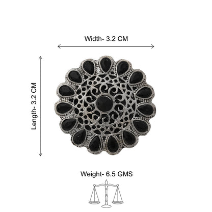 CrystaBud stone studded ring (Black)
