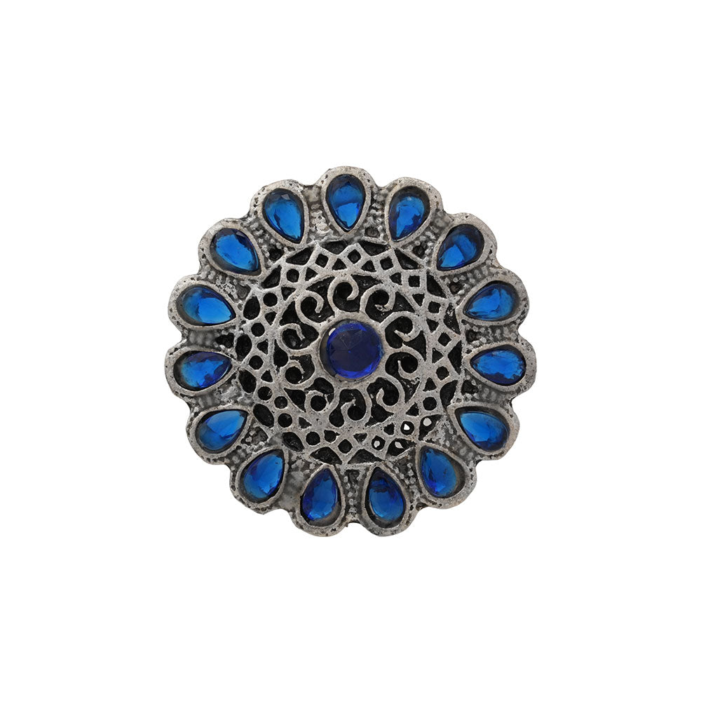 CrystaBud stone studded ring (Blue)