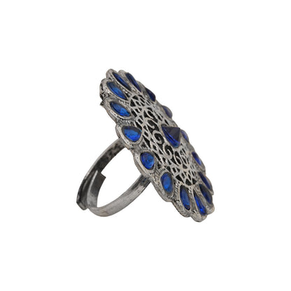 CrystaBud stone studded ring (Blue)