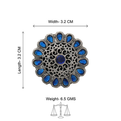 CrystaBud stone studded ring (Blue)