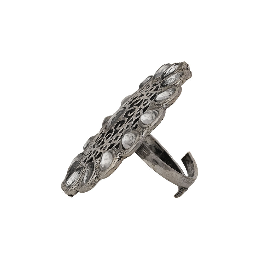 CrystaBud stone studded ring (White)