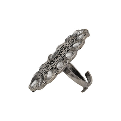 CrystaBud stone studded ring (White)