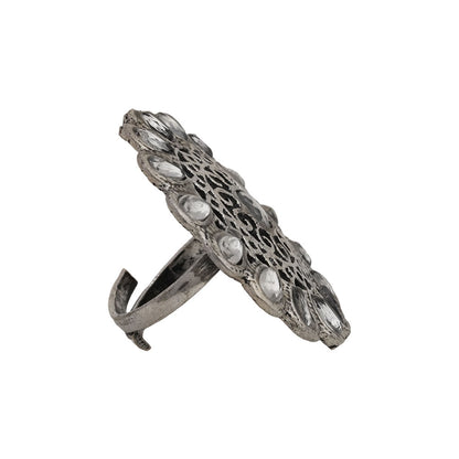 CrystaBud stone studded ring (White)