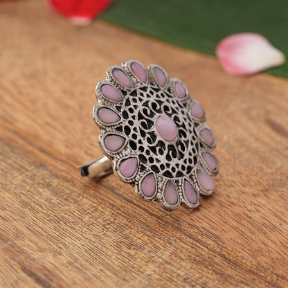 CrystaBud stone studded ring (Baby Pink)