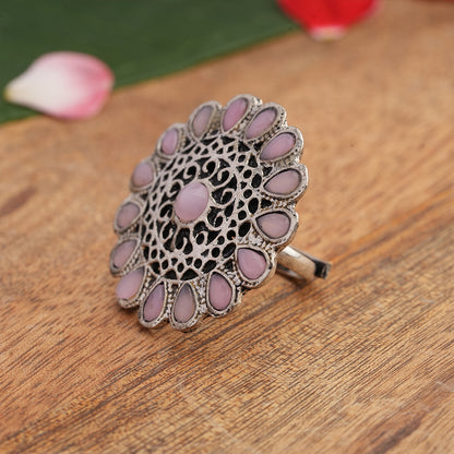 CrystaBud stone studded ring (Baby Pink)
