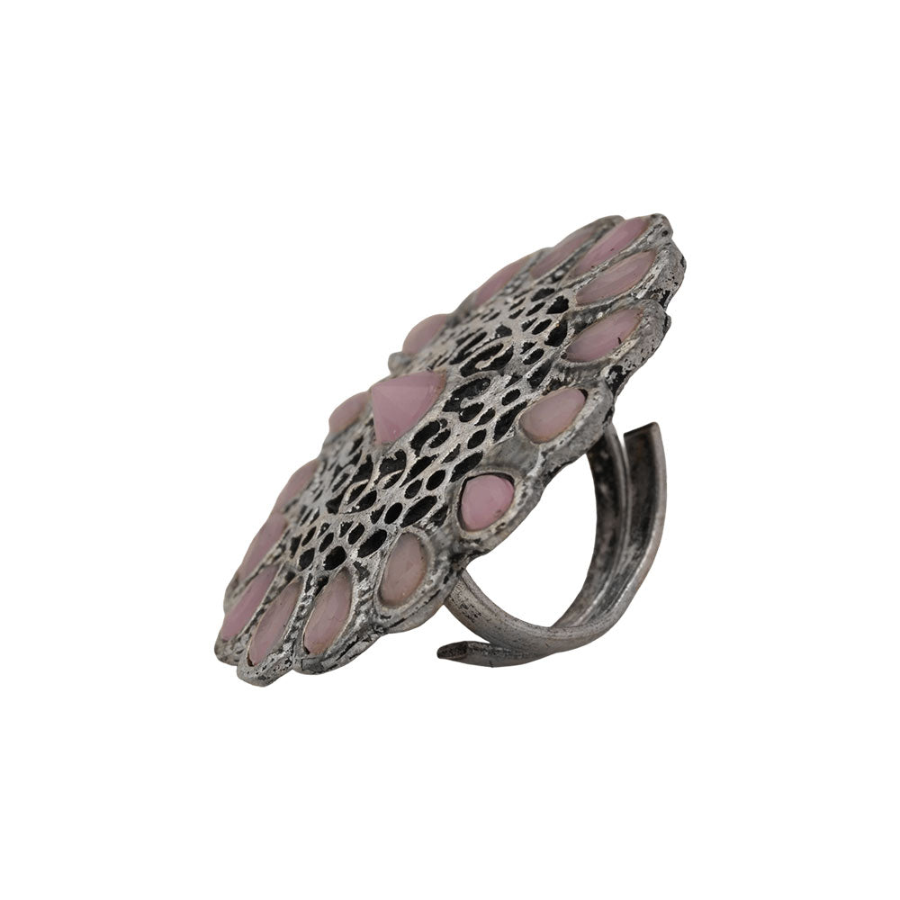 CrystaBud stone studded ring (Baby Pink)