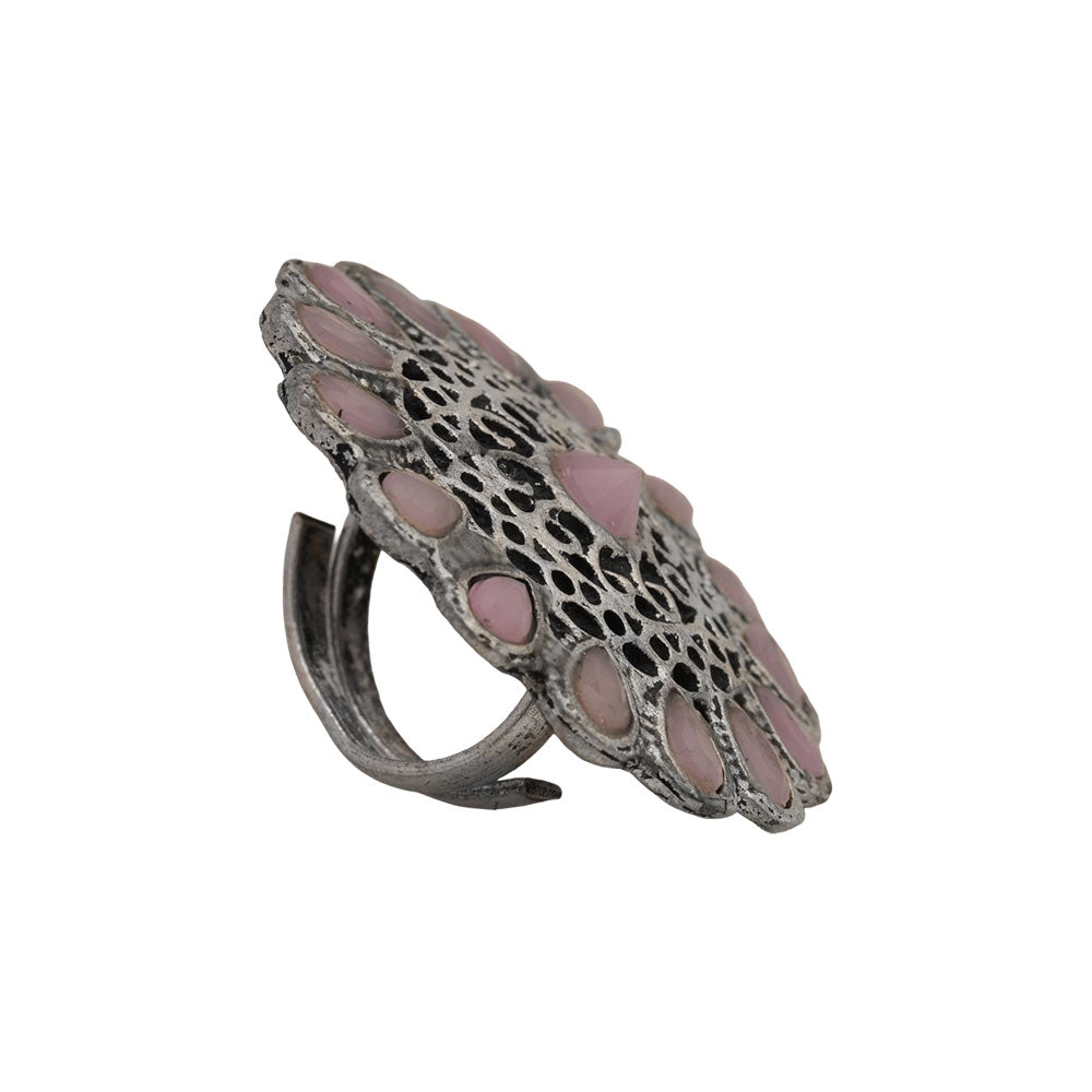 CrystaBud stone studded ring (Baby Pink)
