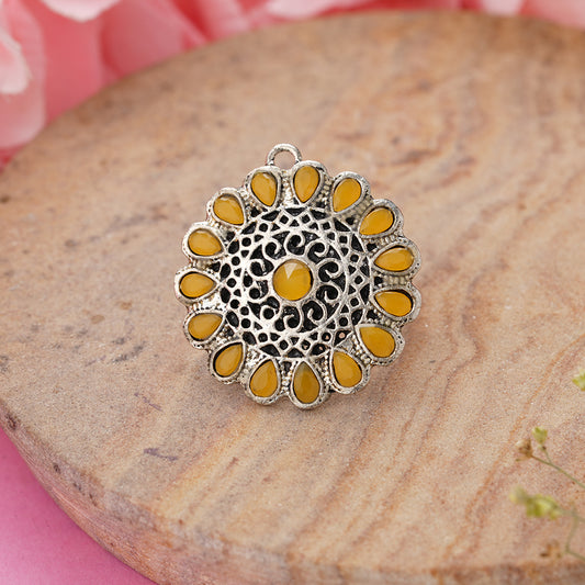 CrystaBud stone studded ring (Yellow)