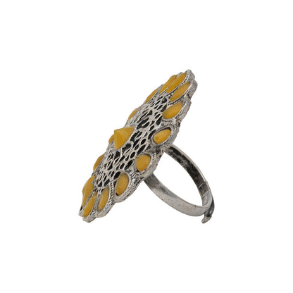 CrystaBud stone studded ring (Yellow)