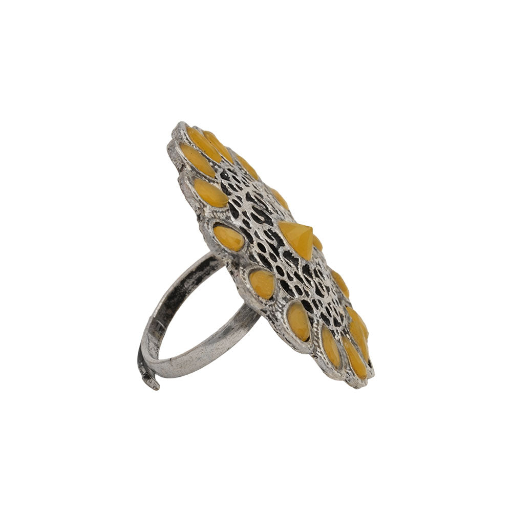 CrystaBud stone studded ring (Yellow)