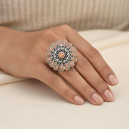 CrystaBud stone studded ring (Light Orange)