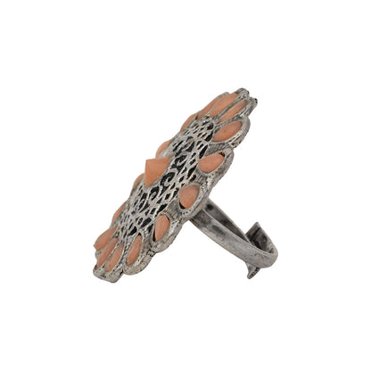 CrystaBud stone studded ring (Light Orange)