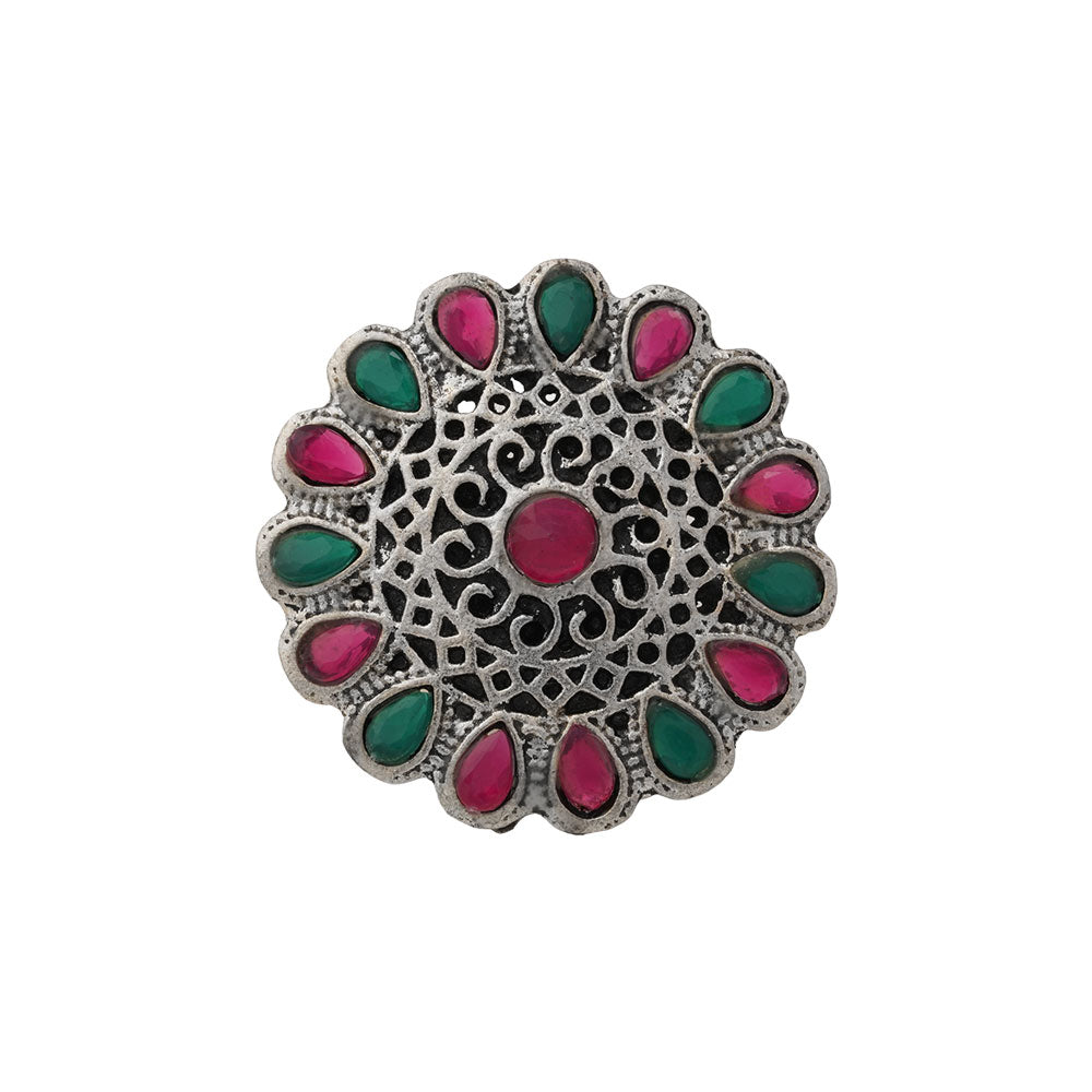 CrystaBud stone studded ring (Multicolored)
