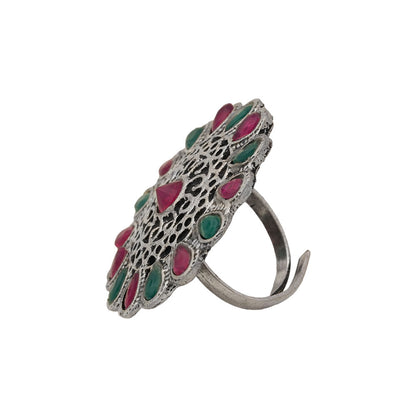 CrystaBud stone studded ring (Multicolored)