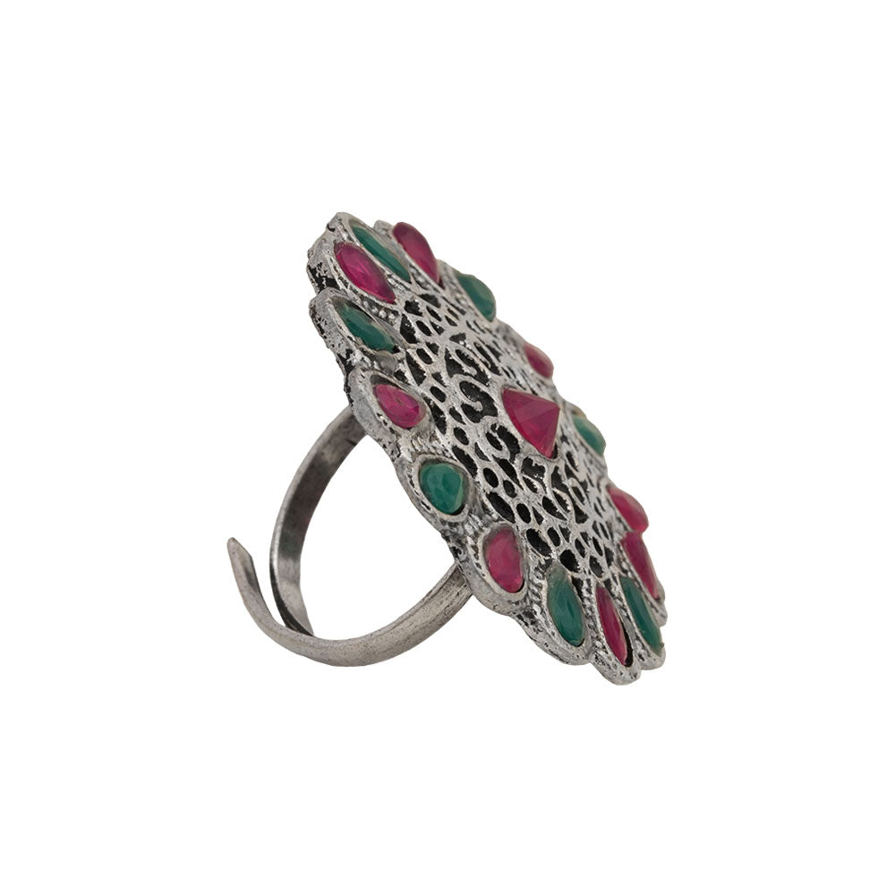 CrystaBud stone studded ring (Multicolored)