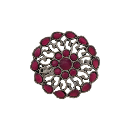 FloraDrop stone studded ring (Red)