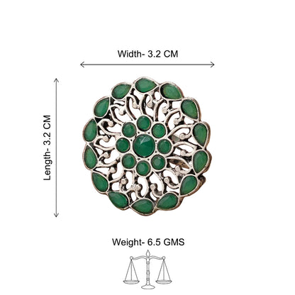 FloraDrop stone studded ring (Green)
