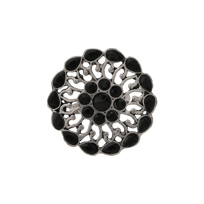FloraDrop stone studded ring (Black)