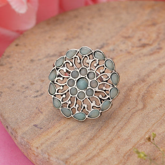 FloraDrop stone studded ring (Mint)