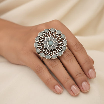 FloraDrop stone studded ring (Mint)