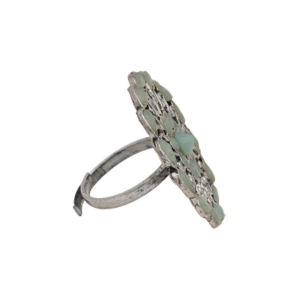 FloraDrop stone studded ring (Mint)