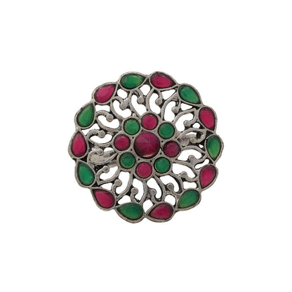 FloraDrop stone studded ring (Multicolored)